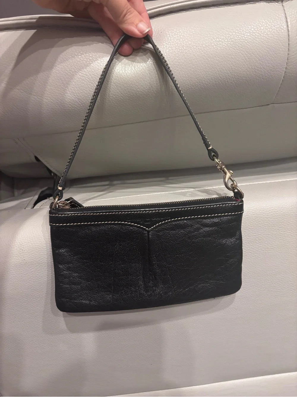 Dooney & Bourke Black Leather Mini Bag Red Lining‎ Convertible Wristlet Purse